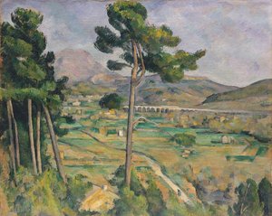 Landschap met viaduct: Montagne Sainte-Victoire, ca. 1885-87 door Paul Cézanne